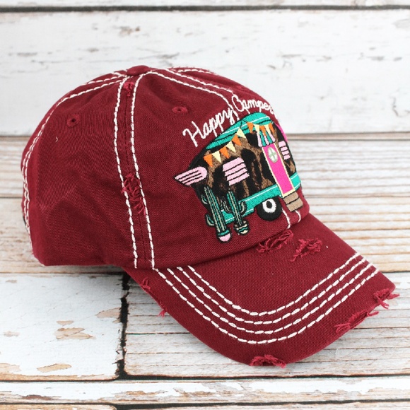 Distressed Burg 'Happy Camper' Cap - Picture 3 of 3